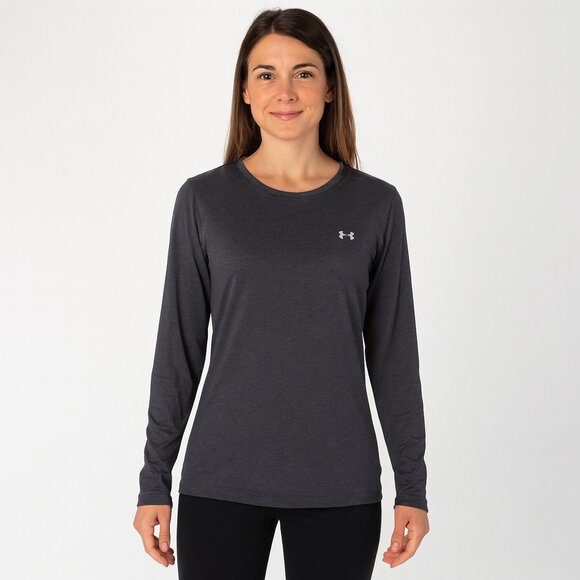 Under Armour HeatGear Charcoal Long Sleeve Tee Women’s Medium | Thumb Hole - Picture 1 of 10